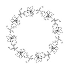 16 Hand drawn floral wreath on white background