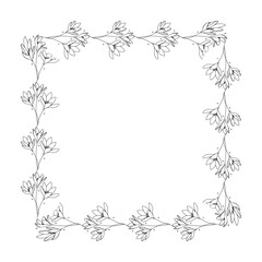 Hand drawn floral wreath on white background