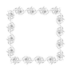Hand drawn floral wreath on white background