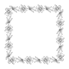 Hand drawn floral wreath on white background