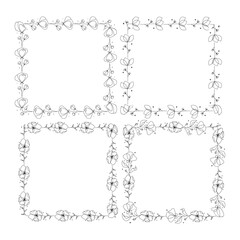 Hand drawn floral wreath collection on white background