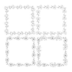 Hand drawn floral wreath collection on white background