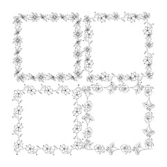 Hand drawn floral wreath collection on white