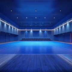 gymnastic arena, night light, blue colors