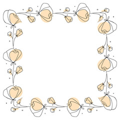 Hand drawn flowers wreath frame on white background