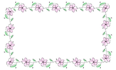 Obraz na płótnie Canvas Hand drawn flowers wreath frame on white background