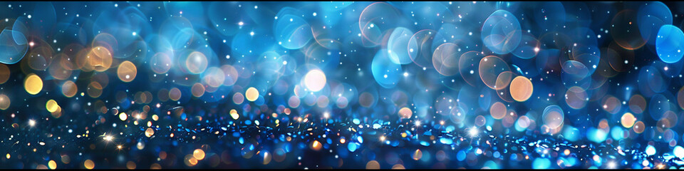 Bright Ultramarine Bokeh Lights with Glitter Sparkle on Cool Abstract Background, Ultra High...