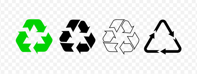 Recycle symbol set on transparent background