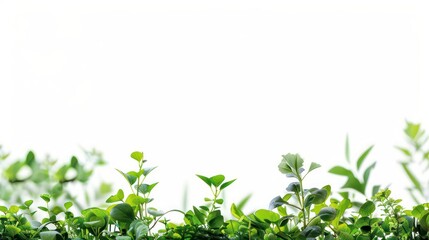 plants at the bottom sides in the foreground with a pure white background