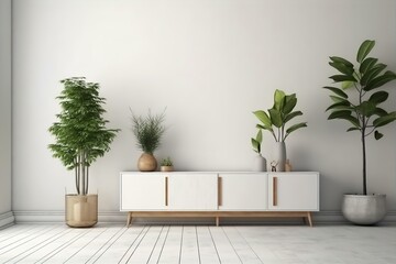 living, room, interior, plants, cabinet, empty, furniture, decor, design, home, greenery, modern, cozy, house