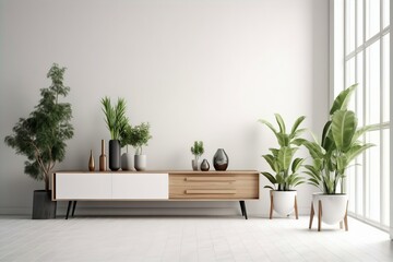 living, room, interior, plants, cabinet, empty, furniture, decor, design, home, greenery, modern, cozy, house