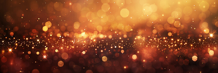 Deep Amber Bokeh Lights and Glitter Sparkle on Soft Abstract Background, Realistic HD Quality
