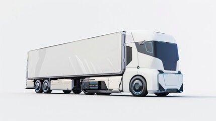 self driving truck, concept, white background