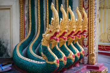 The serpent statue in the Wat That Luang Tai at Vientiane, Laos