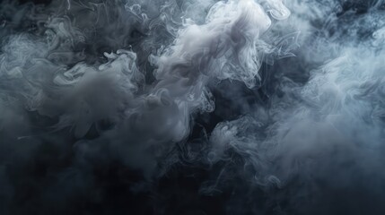solid black background, grey smoke