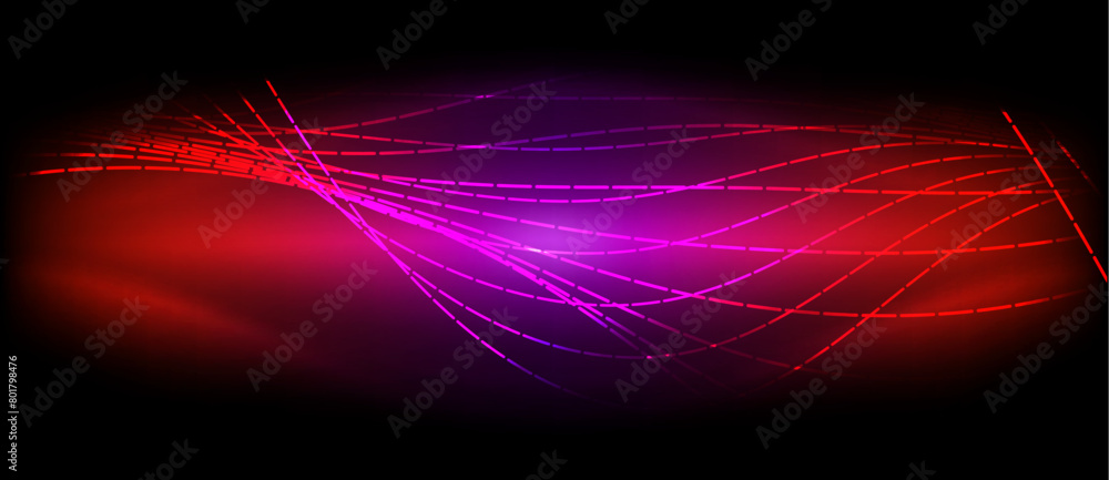 Wall mural a stunning visual effect of a red and purple wave on a black background, resembling the colors of a 