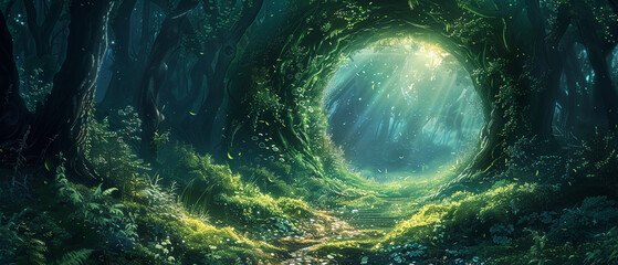 Fototapeta premium A mysterious portal into a fantastical realm where reality twists and bends
