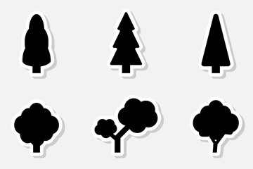 Set of trees in flat style. Vector illustration for your design.