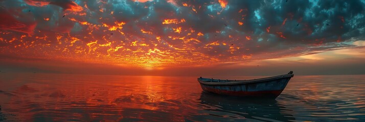 boat in beautiful sunsets