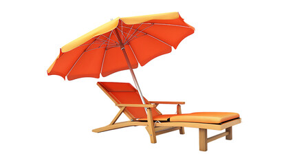 beach lounge chair umbrella isolated on transparent background