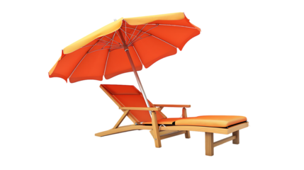 beach lounge chair umbrella isolated on transparent background