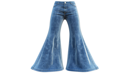 bell bottom jeans isolated on transparent background