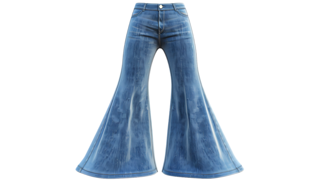 bell bottom jeans isolated on transparent background