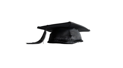 Black graduation hat isolated on transparent background