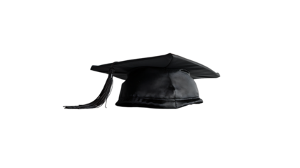 Black graduation hat isolated on transparent background