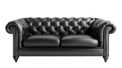 Obraz premium black leather sofa isolated on transparent background