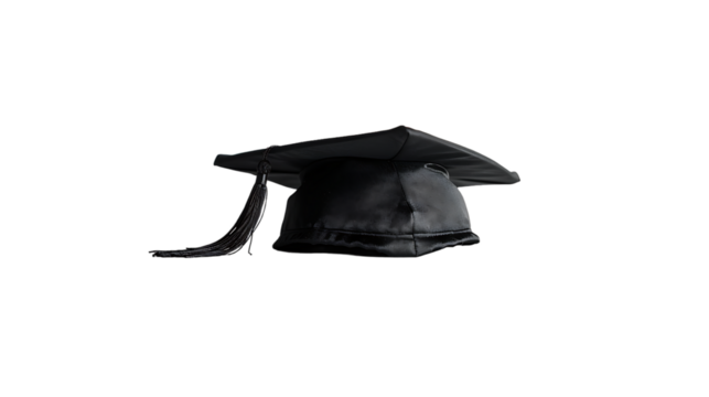 Black graduation hat isolated on transparent background