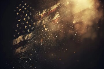 american flag blowing in the wind - obrazy, fototapety, plakaty