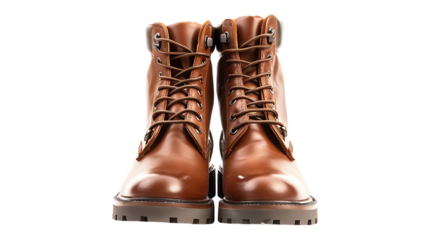 brown combat boots isolated on transparent background