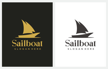 Silhouette of Dhow Sailing Boat logo design
