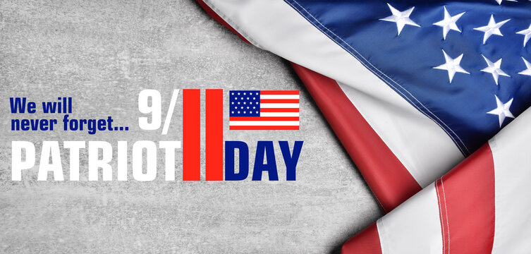 USA flag on grey background with space for text