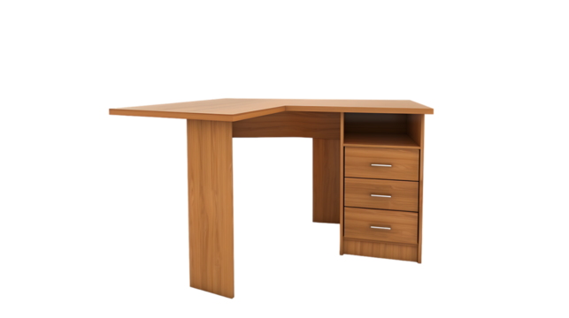 corner desk minimalistic isolated on transparent background