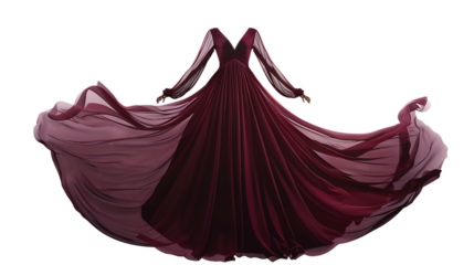 dress burgundy long isolated on transparent background