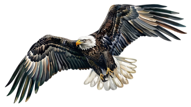 flying eagle isolated on transparent background