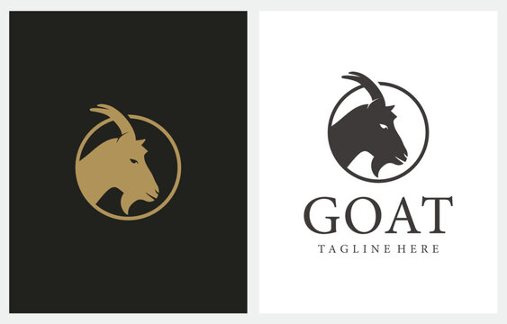 Goat Gead Silhouette Sheep Black logo design icon vector