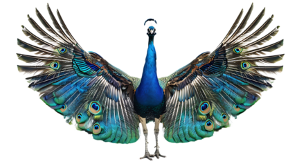 peacock open wings isolated on transparent background