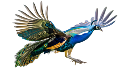 peacock running isolated on transparent background
