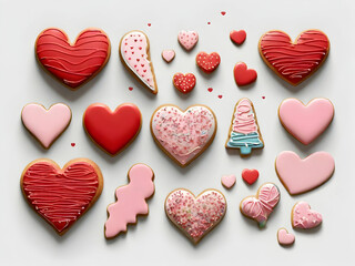 heart shaped cookies. heart, love, valentine, day, hearts, pink, symbol,Ai generated 