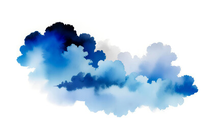 Blue watercolor cloud with reflection on white background. illustration. Generative AI
