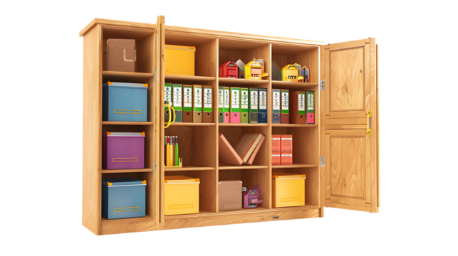 school storage cupboard isolated on transparent background