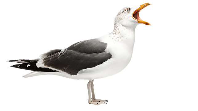 seagull open beak isolated on transparent background
