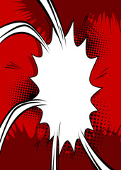 Mostly red cartoon backdrop, comic book background. Retro vector comics pop art design.