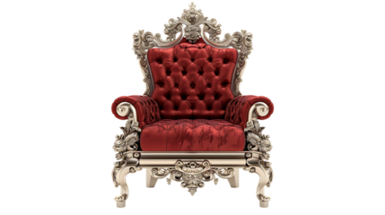 throne with red seating isolated on transparent background