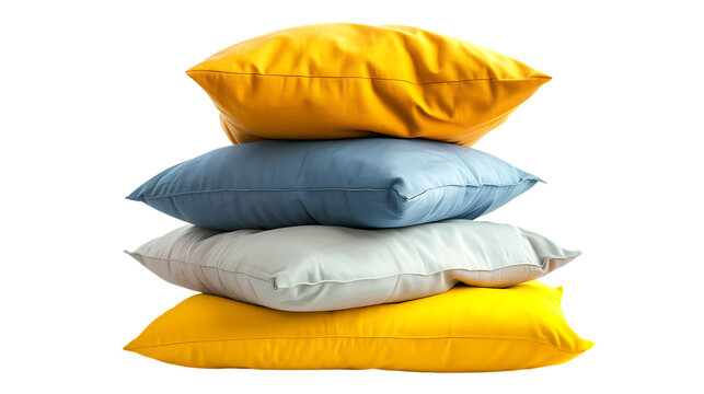 stack of pillows isolated on transparent background