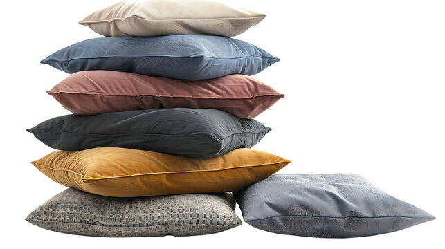 stack of pillows isolated on transparent background