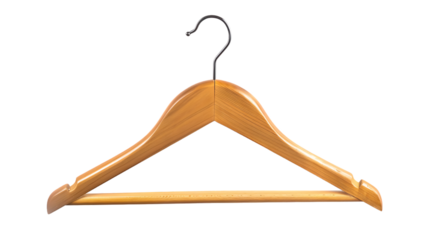wooden clothes hanger isolated on transparent background